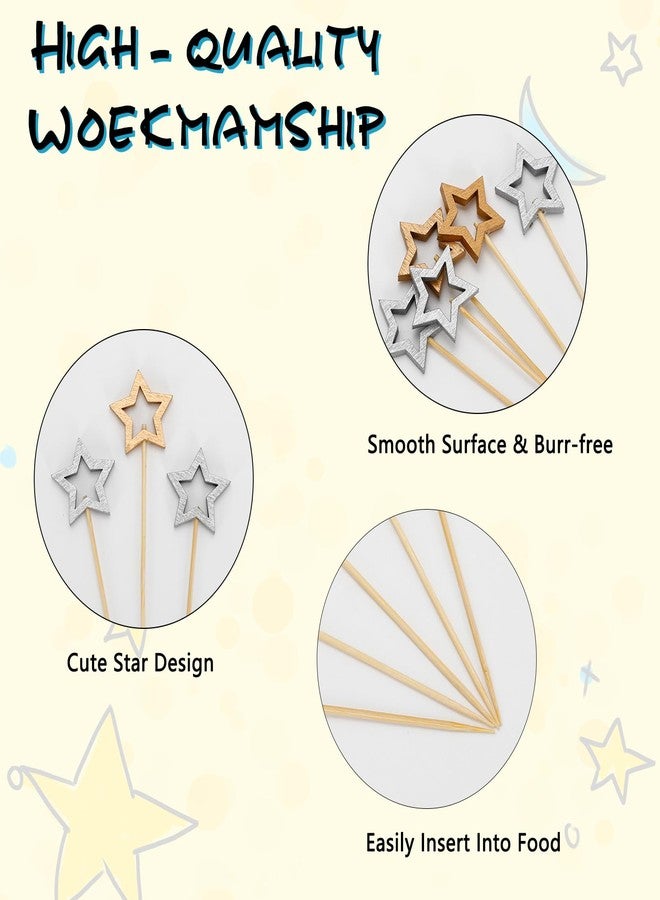 Dcoteh 100PCS Star Bamboo Cocktail Picks Kit, 5.5 Inch Long Fancy Toothpicks for Appetizers, Decorative Skewer Sticks for Fruits, Drinks, Party Decorations - Image 3